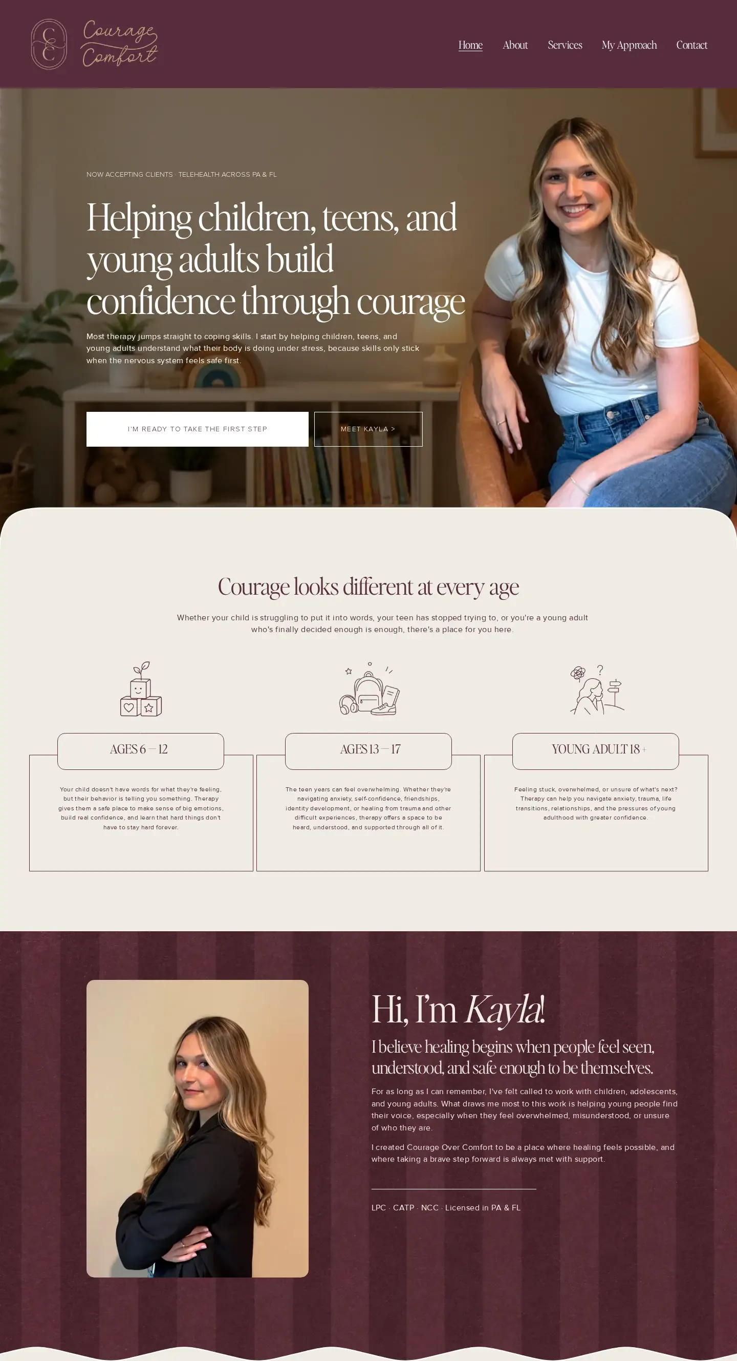 Courage Over Comfort homepage